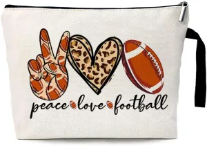 ZHANTUONE Peace Love Football Cosmetic Bag - Survival Kit for Football Girls