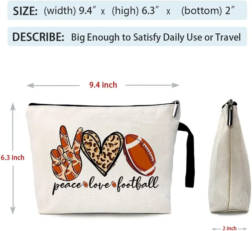 ZHANTUONE Peace Love Football Cosmetic Bag - Survival Kit for Football Girls