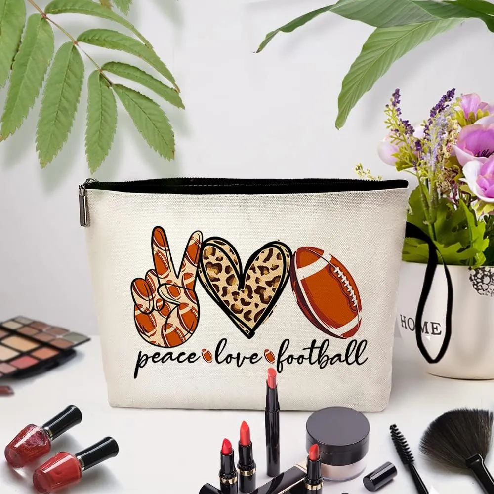 ZHANTUONE Peace Love Football Cosmetic Bag - Survival Kit for Football Girls