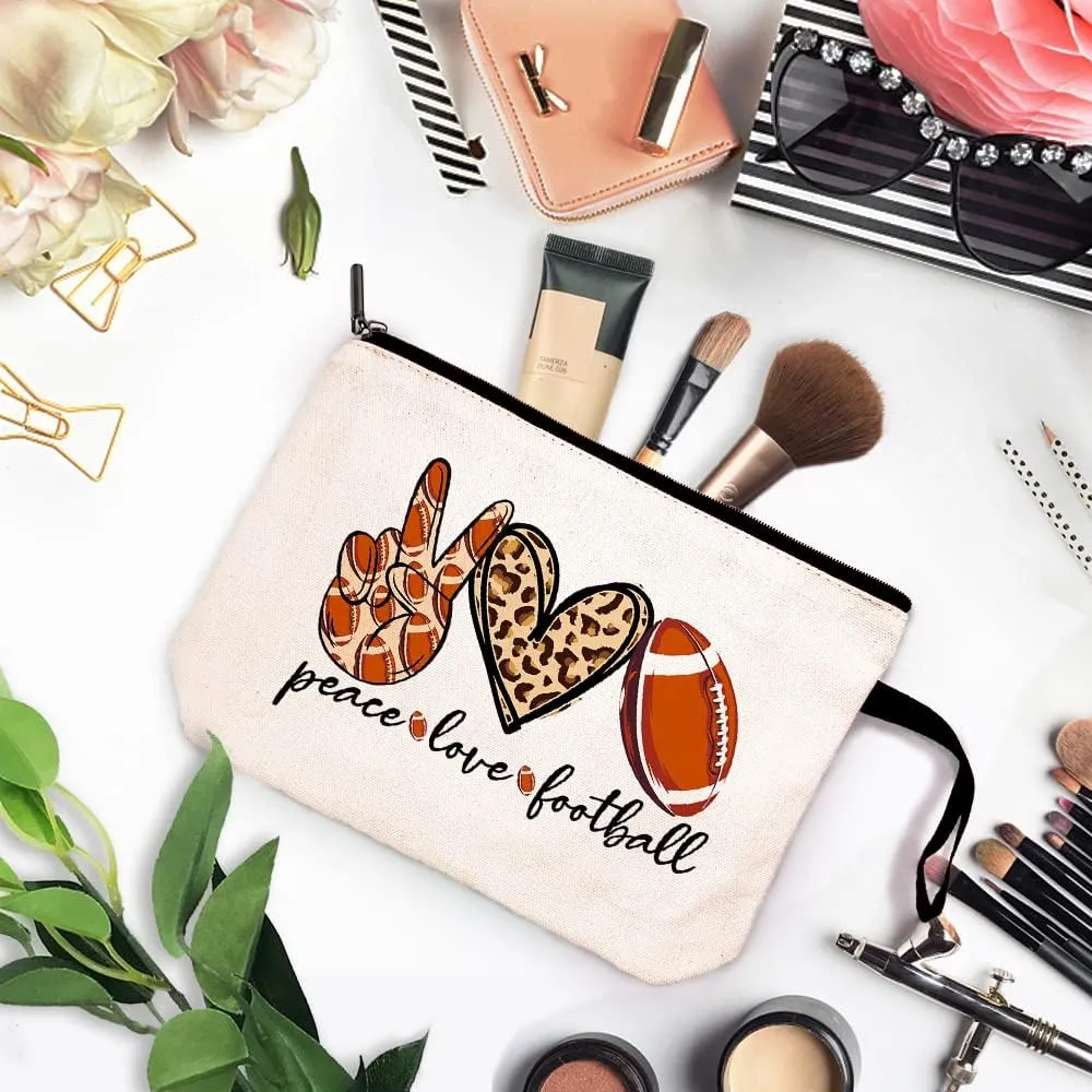 ZHANTUONE Peace Love Football Cosmetic Bag - Survival Kit for Football Girls